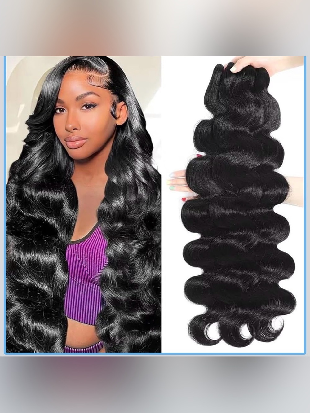 20 22 24 inches 3 Bundles Raw Human Hair for Sew In Natural Black 1B